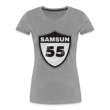 Samsun - Frauen Premium Bio T-Shirt - Grau meliert - Vorne - Mia (176cm)