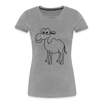 Camel Comic - T-shirt bio Premium Femme - gris chiné - Devant - Mia (176cm)