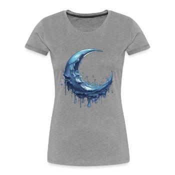 Schmelzender Mond - Frauen Premium Bio T-Shirt - Grau meliert - Vorne - Mia (176cm)