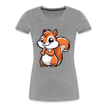 Petit écureuil effronté - T-shirt bio Premium Femme - gris chiné - Devant - Mia (176cm)