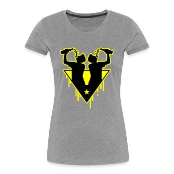 Bouteille de l’équipe Drinker - T-shirt bio Premium Femme - gris chiné - Devant - Mia (176cm)