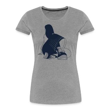 Madame Bigpants - Frauen Premium Bio T-Shirt - Grau meliert - Vorne - Mia (176cm)