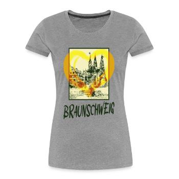 Braunschweig Deutschland Stadt Skyline Herz Liebe - Frauen Premium Bio T-Shirt - Grau meliert - Vorne - Mia (176cm)