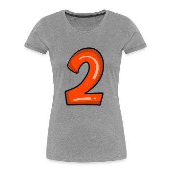 2 rot - Frauen Premium Bio T-Shirt - Grau meliert - Vorne - Mia (176cm)