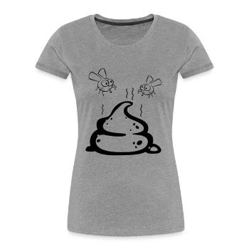Scheisse mit Fliegenpaar - Frauen Premium Bio T-Shirt - Grau meliert - Vorne - Mia (176cm)