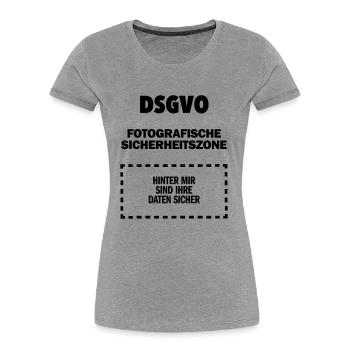 GDPR photo black BACK - Women's Premium Organic T-Shirt - heather grey - Front - Mia (176cm)