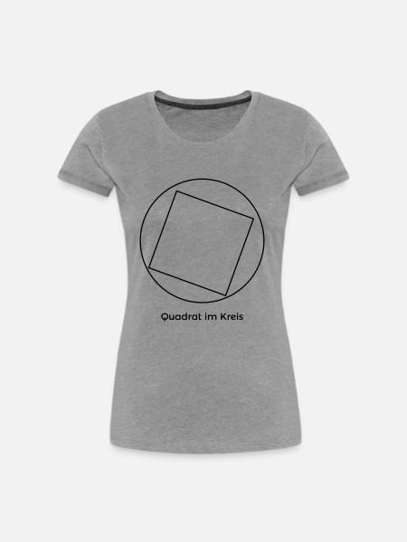 Quadrat im Kreis - Frauen Premium Bio T-Shirt - Grau meliert