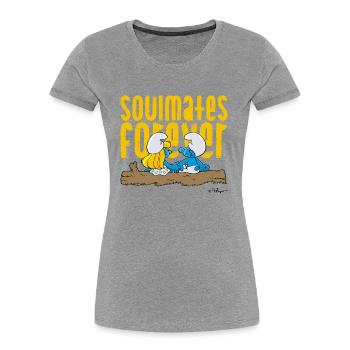 Die Schlümpfe Schlumpfine Soulmates Forever - Frauen Premium Bio T-Shirt - Grau meliert - Vorne - Mia (176cm)