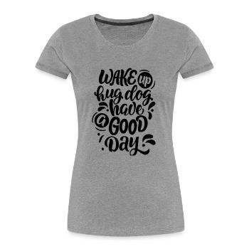 Hundefreunde_hug_dog - T-shirt bio Premium Femme - gris chiné - Devant - Mia (176cm)