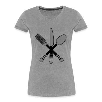 Cuisine couverts 2 - T-shirt bio Premium Femme - gris chiné - Devant - Mia (176cm)