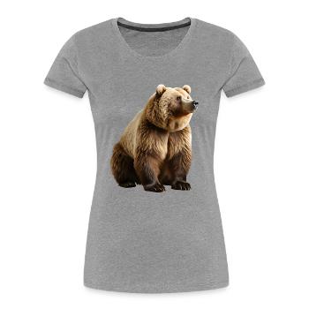 Les ours bruns sont omnivores - T-shirt bio Premium Femme - gris chiné - Devant - Mia (176cm)
