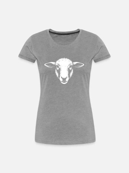 Schaf / Schafskopf - Frauen Premium Bio T-Shirt - Grau meliert