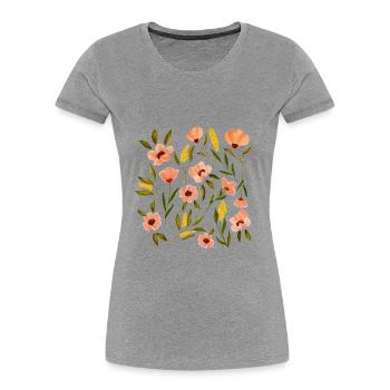 Floral Design, Sommergartenblumen, Aquarell - Frauen Premium Bio T-Shirt - Grau meliert - Vorne - Mia (176cm)