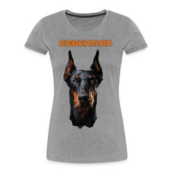 DOBERMAN - T-shirt bio Premium Femme - gris chiné - Devant - Mia (176cm)