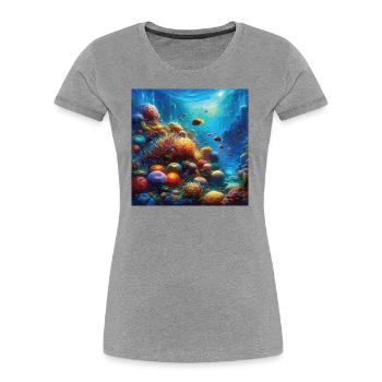 Living Coral Reef Aquarium Underwater Art - Women's Premium Organic T-Shirt - heather grey - Front - Mia (176cm)