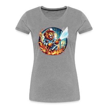 Lion, Firefighter, Firefighter, Flames, Hero - Women's Premium Organic T-Shirt - heather grey - Front - Mia (176cm)