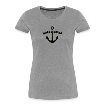 Nordseekind - Frauen Premium Bio T-Shirt - Grau meliert - Vorne - Mia (176cm)