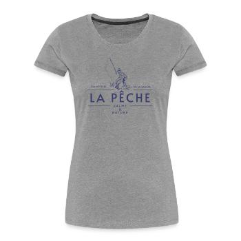 SAISON DE LA PÊCHE - T-shirt bio Premium Femme - gris chiné - Devant - Mia (176cm)