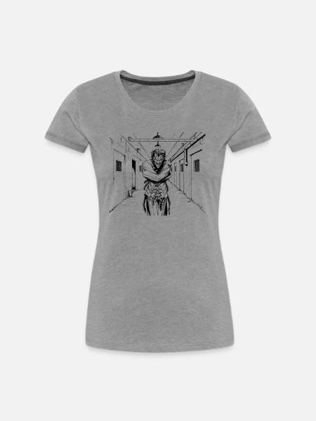 Batman Crazy Joker Zwangsjacke - Frauen Premium Bio T-Shirt - Grau meliert