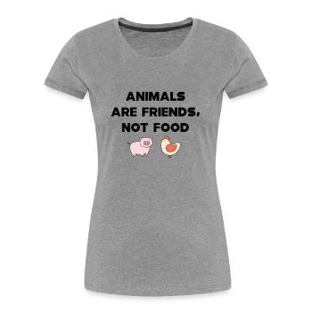 Amoureux des animaux - les animaux sont des amis, pas de la nourriture - T-shirt bio Premium Femme - gris chiné - Devant - Mia (176cm)