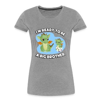 Je suis prêt à être un grand frère - T-shirt bio Premium Femme - gris chiné - Devant - Mia (176cm)