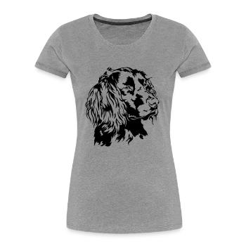 Deutscher Wachtelhund Portrait Jagdhunde Wilsigns - Frauen Premium Bio T-Shirt - Grau meliert - Vorne - Mia (176cm)