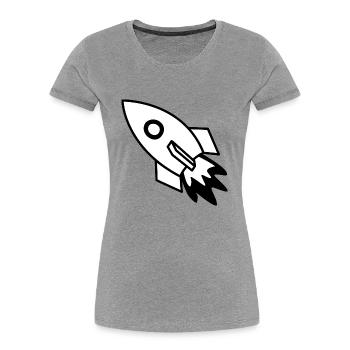 Rakete schwarz - Frauen Premium Bio T-Shirt - Grau meliert - Vorne - Mia (176cm)