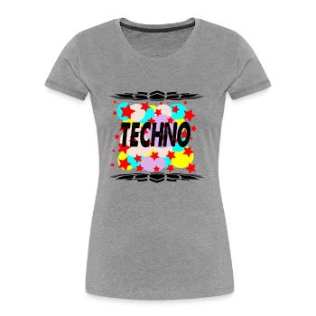 Techno - Frauen Premium Bio T-Shirt - Grau meliert - Vorne - Mia (176cm)
