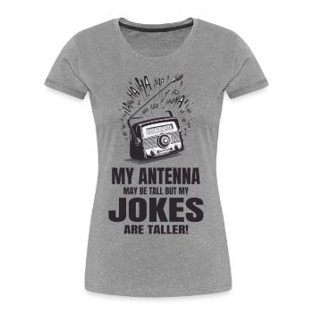 Vintage-Radioästhetik Hohe Antennen Größere Witze - Frauen Premium Bio T-Shirt - Grau meliert - Vorne - Mia (176cm)