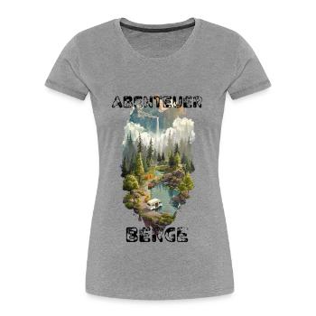 Outdoor Abenteuer – Berge, Wald & Camper - Frauen Premium Bio T-Shirt - Grau meliert - Vorne - Mia (176cm)
