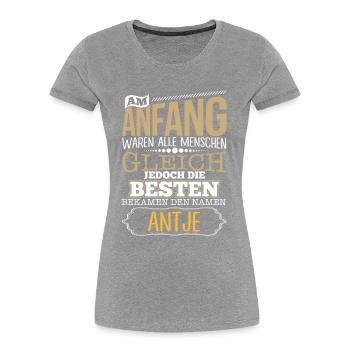 ANTJE - die Besten - Frauen Premium Bio T-Shirt - Grau meliert - Vorne - Mia (176cm)