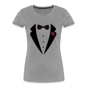 bow_tie_anzug_002 - Women's Premium Organic T-Shirt - heather grey - Front - Mia (176cm)