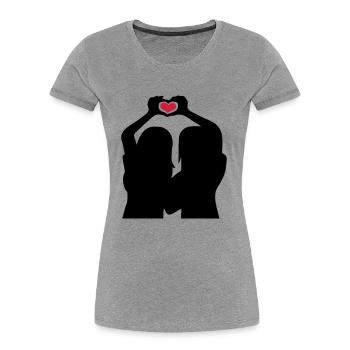 Handherz Silhouette Girlfriends - Women's Premium Organic T-Shirt - heather grey - Front - Mia (176cm)