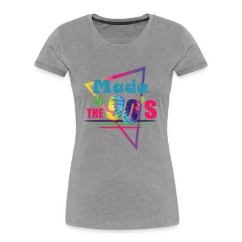 1990iger Sprüche 90s Geschenksidee - Frauen Premium Bio T-Shirt - Grau meliert - Vorne - Mia (176cm)