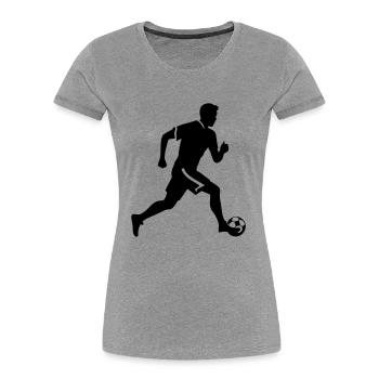 Fussballer Silhouette Fussball Spieler Mann - Frauen Premium Bio T-Shirt - Grau meliert - Vorne - Mia (176cm)