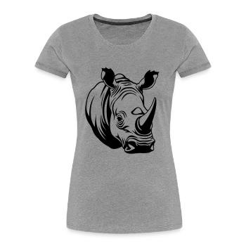 Rhino Animal Welfare Symbol - Women's Premium Organic T-Shirt - heather grey - Front - Mia (176cm)