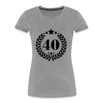 40. Geburtstags Kranz - Anniversary Wreath - Frauen Premium Bio T-Shirt - Grau meliert - Vorne - Mia (176cm)