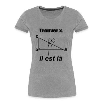 x est ici - T-shirt bio Premium Femme - gris chiné - Devant - Mia (176cm)