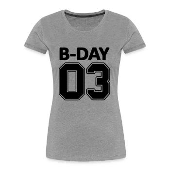 3rd Birthday Bday 03 numéros de NUMBER jersey - T-shirt bio Premium Femme - gris chiné - Devant - Mia (176cm)