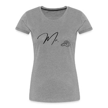Mr. Mister - Frauen Premium Bio T-Shirt - Grau meliert - Vorne - Mia (176cm)
