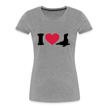 Robbe - Frauen Premium Bio T-Shirt - Grau meliert - Vorne - Mia (176cm)