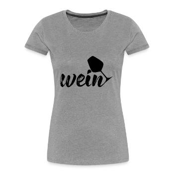 Wein, schwarz - Frauen Premium Bio T-Shirt - Grau meliert - Vorne - Mia (176cm)