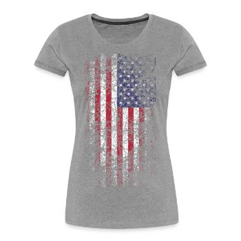 Faded US Flag Vertical - Women's Premium Organic T-Shirt - heather grey - Front - Mia (176cm)