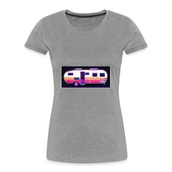 Camping-car / Camping-car / camping / Roadtrip / Voyage - T-shirt bio Premium Femme - gris chiné - Devant - Mia (176cm)