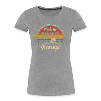 1985 Jubiläum Jahrgang 1985 Limitierte Auflage - Frauen Premium Bio T-Shirt - Grau meliert - Vorne - Mia (176cm)