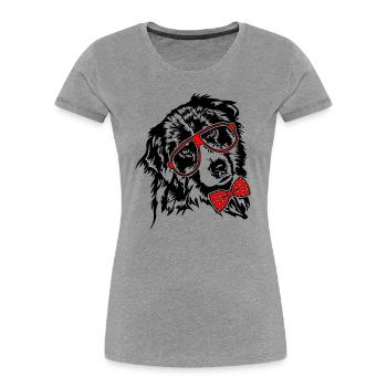 AUSTRALIAN SHEPHERD Brille Hunde Hund Aussie - Frauen Premium Bio T-Shirt - Grau meliert - Vorne - Mia (176cm)