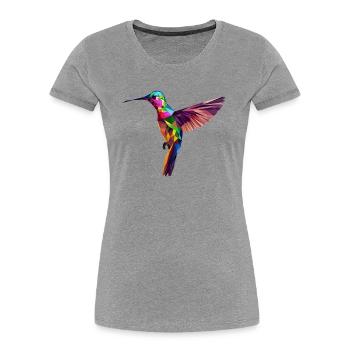 Kolibri - Frauen Premium Bio T-Shirt - Grau meliert - Vorne - Mia (176cm)