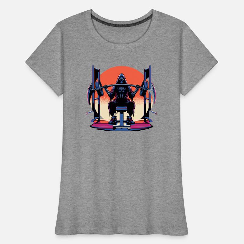 Grim Reaper does shoulder press weight training Women's Premium Organic T-Shirt