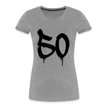 50 - Women's Premium Organic T-Shirt - heather grey - Front - Mia (176cm)