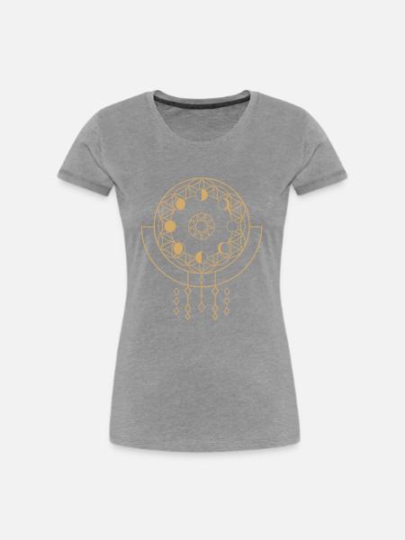 Mondphasen - Frauen Premium Bio T-Shirt - Grau meliert